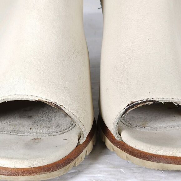 Sorel Women's Nadia US7 Beige Leather Snakeskin Embossed Peep Toe Ankle Booties - Picture 16 of 16